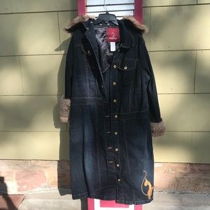 SALE Baby Phat Long Denim Coat w/Detachable Collar